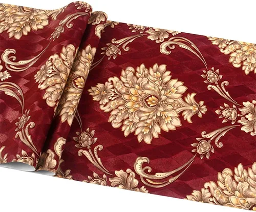 Q QIHANG Papel tapiz de damasco con flores europeas 3D sin pegar, de lujo, para dormitorio, sala de estar, fondo, pared, rayas vintage, rollo de