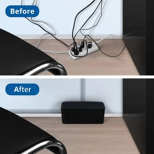 Miniatura 5 de ZhiYo Caja organizadora de cables negra, paquete de 2 cajas organizadoras de cables, tamaño extra grande y mediano, caja oculta para ocultar