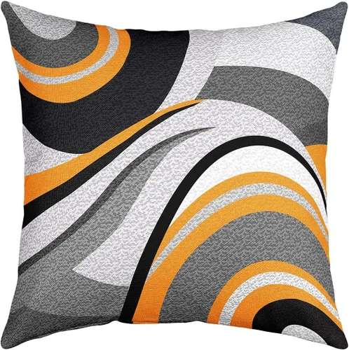 Miniatura 25 de Feelyou Juego de 4 fundas de almohada geométricas reversibles para exteriores de 16 x 16 pulgadas, diseño geométrico de rayas negras y grises, juego