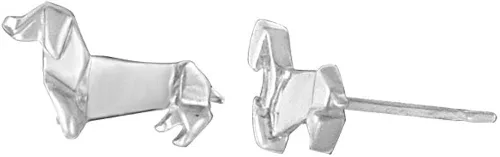 Miniatura 2 de Boma Joyería de plata de ley con diseño de perro salchicha de origami, Plata de ley