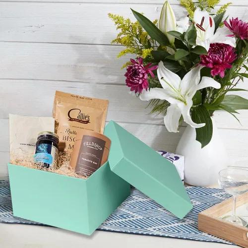 Miniatura 6 de Briful Cajas de regalo cuadradas con tapas, juego de 4 cajas de regalo verde azulado, cajas de regalo de varios tamaños, cajas de regalo