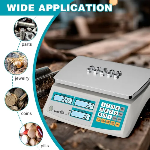 Miniatura 3 de Báscula de conteo industrial 30kg/66lb x 0.1g Báscula de gramo digital de alta precisión para inventario y conteo con batería, alimentación DC/AC