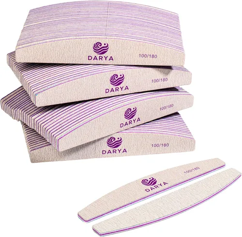 Miniatura 8 de DARYA Limas de uñas (12 piezas) de doble cara de grano 100/180 para uñas acrílicas, lima de uñas naturales, duraderas, lavables, lima de uñas