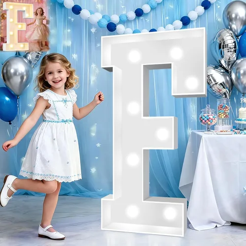 Miniatura 61 de Pooqla Letras de marquesina iluminadas de 3 pies, letras de marquesina con luz LED blanca fría y blanca cálida, letras de mosaico gigante para Letra