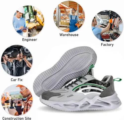 Miniatura 6 de Jormungand Zapatos de punta de acero para hombre, ligeros, indestructibles, a prueba de pinchazos, cómodos zapatos de seguridad para uso industrial