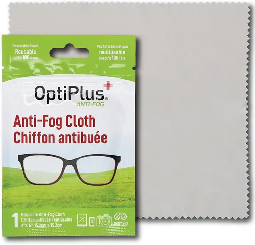 OptiPlus Paño antivaho para lentes, gafas y escudos, tratamiento antivaho reutilizable de primera calidad, 1 paño para 100 usos, antivaho para todas
