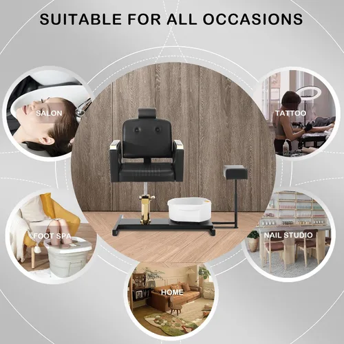 Miniatura 7 de Silla de pedicura sin fontanería para tecnología de uñas, con reposapiés ajustable y cuenco de baño de masaje, taburete de pedicura rodante, unidad