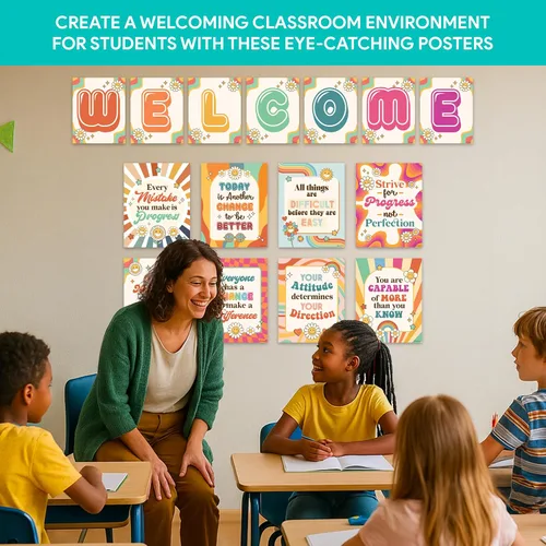 Miniatura 9 de Decorably 15 pósteres geniales de bienvenida para aula, inspirador, decoración laminada mate, para escuela, pasillos, tablones de anuncios