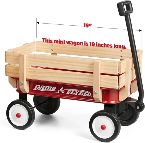Radio Flyer Mini vagón de acero y madera para niños, vagón de juguete de 19 pulgadas para niños de 1.5 años en adelante, versión de tamaño de juego