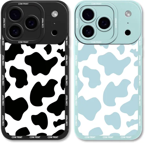 Miniatura 27 de Paquete de 2 bonitas fundas de teléfono para Apple iPhone 13 de 6.1 pulgadas, funda protectora de silicona con estampado de vaca a la moda, delgada