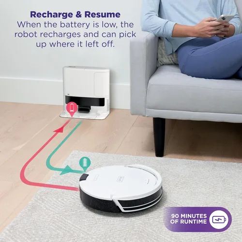 Miniatura 8 de Aspiradora robot Shark Navigator con base autovaciante sin bolsa de 30 días de capacidad, potente succión, navegación SmartPath, cepillo