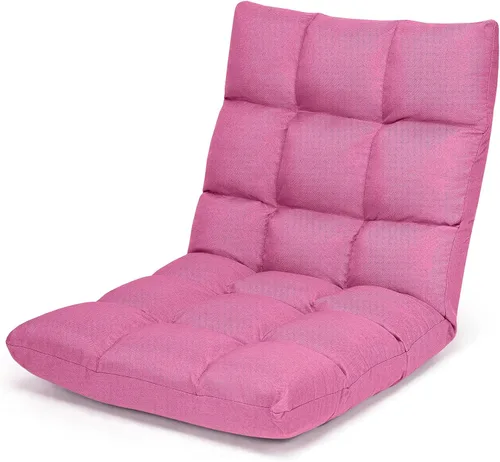 Miniatura 11 de Giantex Sofá de suelo, silla de videojuegos con 14 posiciones ajustables, respaldo acolchado, asiento acolchado para el suelo, silla plegable