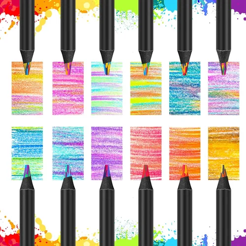 Miniatura 7 de 12 lápices de color arcoíris tamaño jumbo, suministros de arte para dibujar, hacer bocetos y colorear, regalos divertidos de Navidad para niños