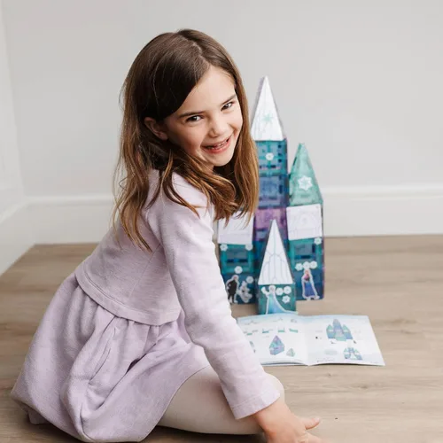 Miniatura 9 de Tytan Toys Disney Frozen - Azulejos magnéticos de castillo de princesa, juego de construcción STEAM de 68 piezas con azulejos con purpurina