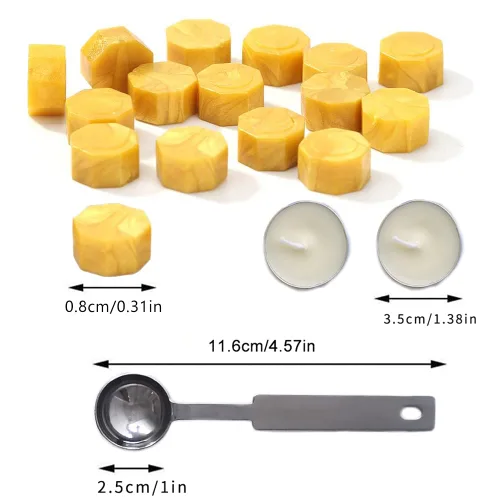 Miniatura 3 de Cuentas de cera de sellado, 350 cuentas de cera negra con 2 velas blancas y 1 cuchara para derretir cera, ideal para invitaciones de boda, paquetes
