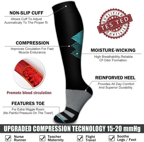Miniatura 99 de 6 Pack Copper Compression Socks for Women and Men Circulation-Best Support for Medical, Running,Nursing,Athletic