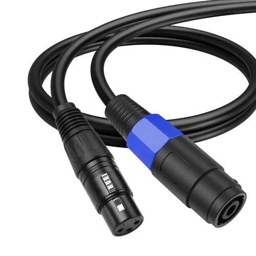 SinLoon Speakon a XLR 22AWG 3Pin Cable de extensión de audio hembra con bloqueo giratorio para amplificador Pro DJ PA Stage (0.5M/1.6FT)