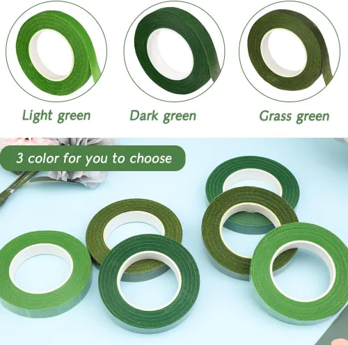 Miniatura 3 de 6 rollos de cinta floral, 1/2 pulgada por 180 yardas, cinta floral verde para ramo de tallo de flores, arreglos de flores, proyectos