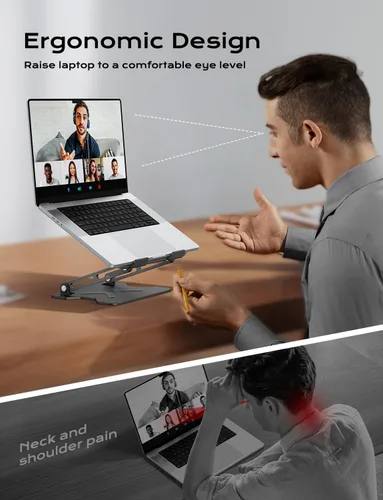 Miniatura 2 de JCZT Soporte Ajustable para Laptop de Escritorio, Elevador Plegable de Metal para Laptop, Soporte Portátil con Montaje para Laptop, Soporte