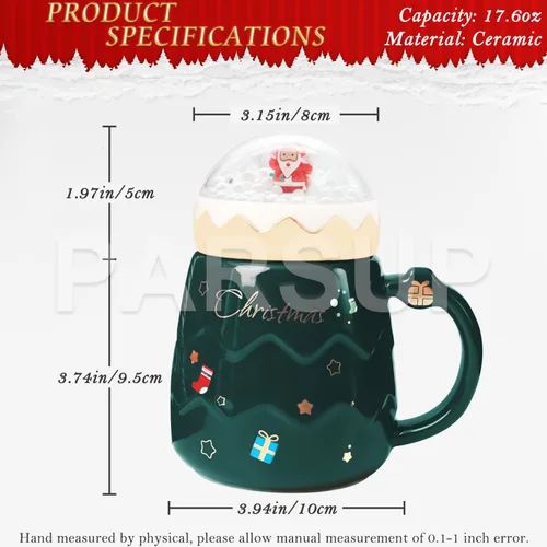 Miniatura 2 de Taza navideña PARSUP, lindas tazas de té de cerámica con tapa de Santa, taza novedosa para leche, café, chocolate caliente, regalo para mujeres