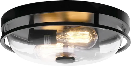 Miniatura 9 de Luz de techo de montaje empotrado Luminzone con pantalla de vidrio transparente, 2 luces, iluminación de estilo granja para interior y exterior