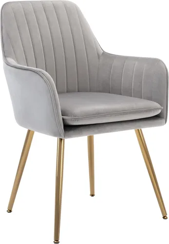 Miniatura 9 de Gold Thumb Juego de 2 sillas de comedor de terciopelo con respaldo medio, sillón moderno de ocio con patas chapadas en oro, silla tapizada para sala