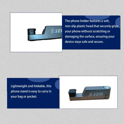 Miniatura 4 de JZD Soporte plegable para teléfono celular, totalmente ajustable, plegable, soporte para teléfono de escritorio, soporte de cuna, accesorios
