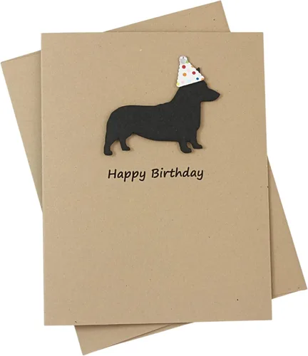 Miniatura 25 de Tarjeta de cumpleaños de pastor australiano negro Tarjeta de felicitación para mascotas con tema de perro australiano negro Sombrero de fiesta