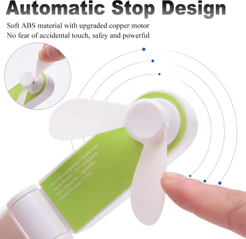 Miniatura 6 de Ventilador de mano personal, mini ventilador de bolsillo portátil, pequeño y ligero recargable por USB para deportes en casa, viajes al aire libre