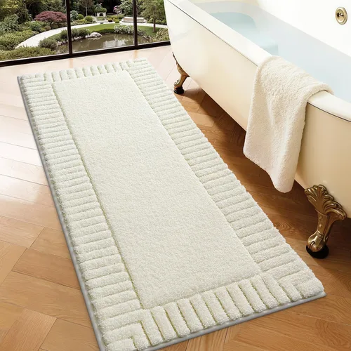 Miniatura 32 de LUMI Alfombras de baño antideslizantes con parte trasera de goma, alfombra de baño de microfibra de felpa extrasuave, absorbente, lavable a máquina