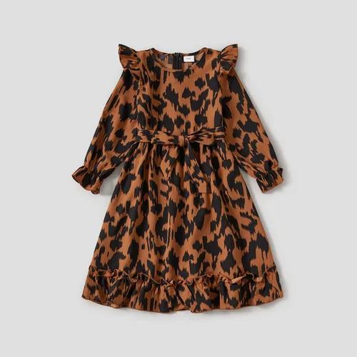 Miniatura 3 de Vestidos a juego para mamá y yo, vestido bohemio con volantes, estampado floral, manga larga, casual, otoño, invierno, mamá, hija, trajes a juego