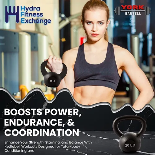 Miniatura 3 de Kettlebell Weights – 5lb to 80lb Cast Iron Kettlebells with Matte Black Finish – Full Body Strength Training & CrossFit Conditioning – Ideal for