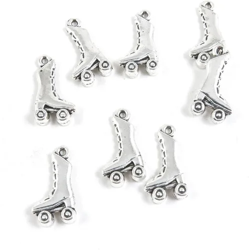 20 piezas de joyería de tono plateado antiguo para hacer dijes, hallazgos de artesanía, suministros a granel, lotes de artes R8VF1, zapatos de