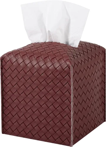 Miniatura 16 de Funda para caja de pañuelos de piel sintética, estuche cuadrado para pañuelos faciales, dispensador de papel facial para baño, encimera de tocador