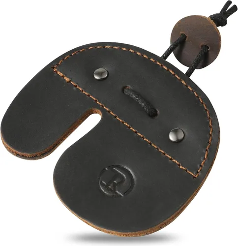 Miniatura 8 de Ringsun - Pestañas de cuero para dedos de tiro con arco, protector de dedo hecho a mano para equipo de práctica de tiro, pestaña de dedos para arcos