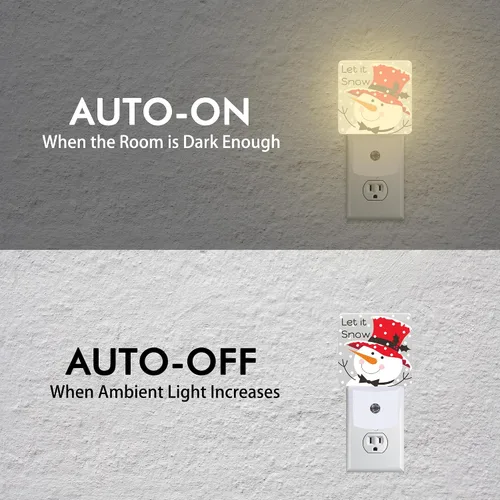Miniatura 3 de Luz nocturna de muñeco de nieve de Navidad, luces nocturnas modernas enchufables a la pared, sensor de atardecer a amanecer, luz nocturna