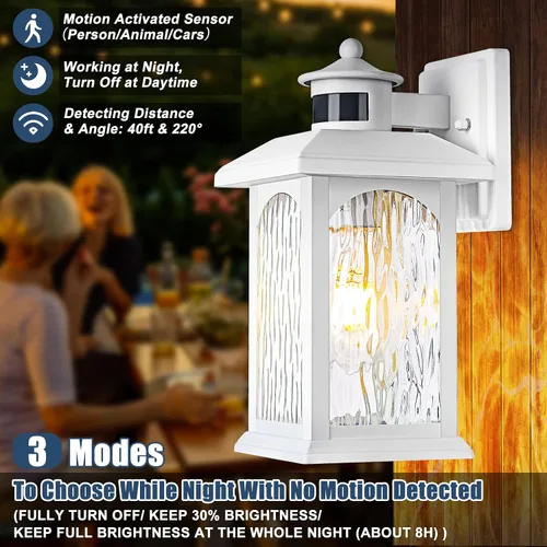 Miniatura 5 de Aplique de pared con sensor de movimiento para exteriores, iluminación blanca con sensor de movimiento del atardecer al amanecer, luces de pared