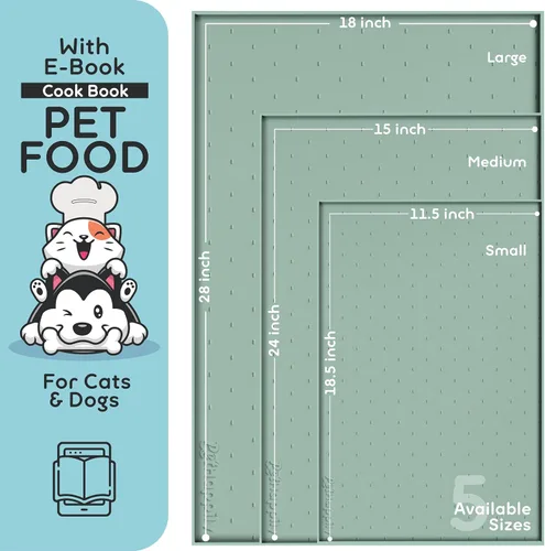 Miniatura 2 de Tapete para comida de perro y gato, bordes elevados para evitar derrames de comida y agua, impermeable, protege el piso, fácil de limpiar