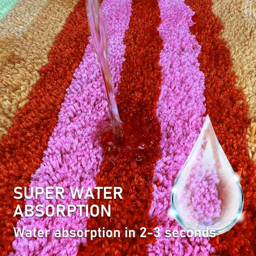 Miniatura 6 de Sisher Alfombra de baño de arcoíris para niños, bonita alfombra de baño colorida, lavable, suave, antideslizante, alfombra de baño de microfibra