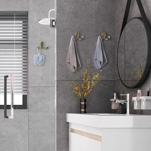 Miniatura 7 de IBosins 10 unidades de ganchos resistentes de doble punta para colgar en la pared con 20 tornillos, ganchos dobles retro para abrigo, bufanda