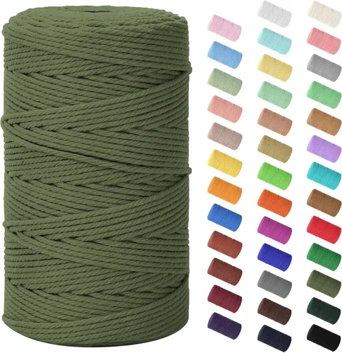 Miniatura 51 de Cordón de macramé de 0.079 in x 380 yardas (1140 pies), cuerda de algodón natural para colgar en la pared, ganchos de plantas, manualidades, Beige