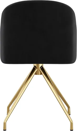 Miniatura 10 de Martha Stewart Sora Silla de Trabajo Giratoria Fija con Brazos Inclinados para Oficina en Casa en Terciopelo Negro con Marco de Latón Pulido