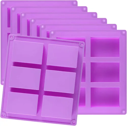 Miniatura 9 de KINJOEK 9 paquetes de 54 moldes rectangulares de silicona para jabón, moldes de silicona morada para hacer jabón a granel, moldes para hornear Morado