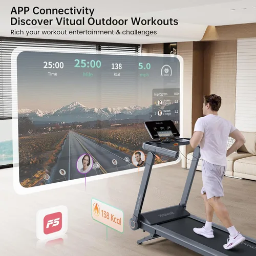 Miniatura 6 de Vitalwalk Foldable Treadmill with Auto Incline, 48"x18" Wide Running Belt, 10MPH, 3.5HP Brushless, Walking Pad Treadmill for Home, Auto Folding, No