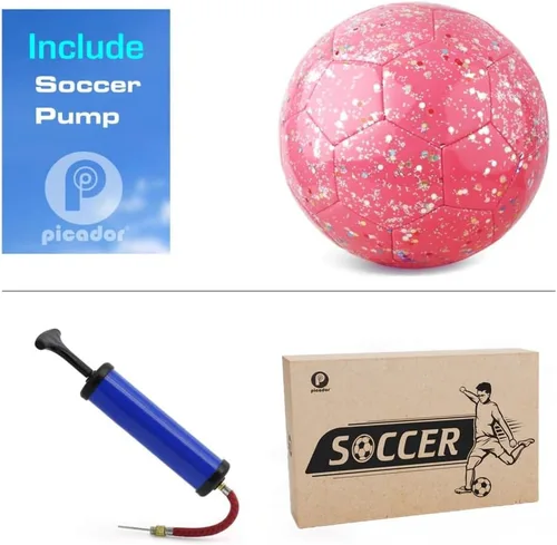 Miniatura 6 de Picador Size 3 Soccer Ball Pink Soccer Balls for Kids Ages 3-6 6-8 8-10 Boys Girls Sports Training & Outdoor Play with Pump Gift