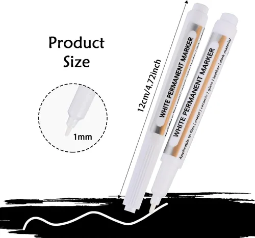 Miniatura 2 de Goldge 20 bolígrafos de pintura blanca – Marcadores acrílicos impermeables, marcadores permanentes de pintura blanca para metal, lienzo, vidrio