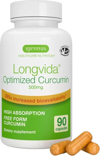 Miniatura 9 de Longvida - Curcumina optimizada de 500 mg, ultra biodisponible y acción sostenida, vegana, 30 cápsulas