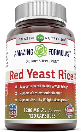 Amazing Formulas - Suplemento en cápsulas de arroz de levadura roja, 1200 mg por porción, sin OMG, sin gluten, fabricado en Estados Unidos (1
