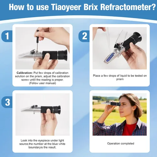 Miniatura 5 de GYE Refractómetro Brix con ATC, doble escala - Gravedad específica y Brix, hidrómetro para elaboración de vino y elaboración de cerveza, kit