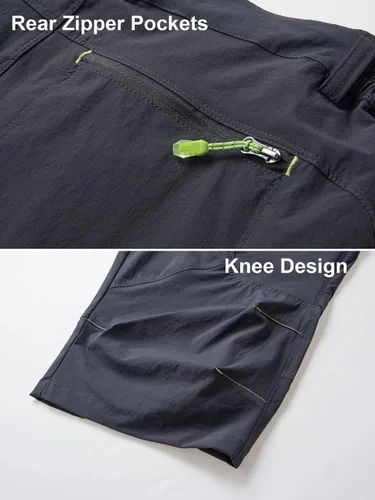 Miniatura 7 de MAGCOMSEN Pantalones cortos de senderismo para hombre, de secado rápido, pantalones capri 34, bolsillos con cremallera, pantalones deportivos